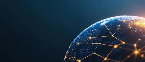 Naklejka premium A glowing AIpowered communication network visualized as a web of light across a digital globe, symbolizing global connectivity