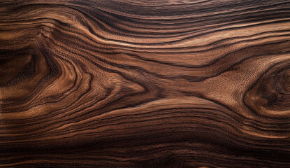 Rich, dark wood grain pattern with swirls and knots.