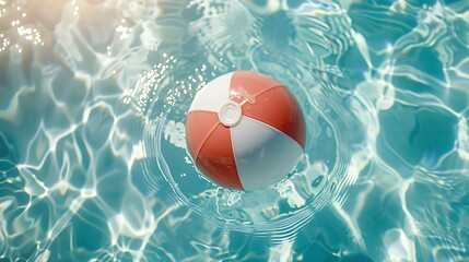 Colorful beach ball floating in a refreshing swimming pool water