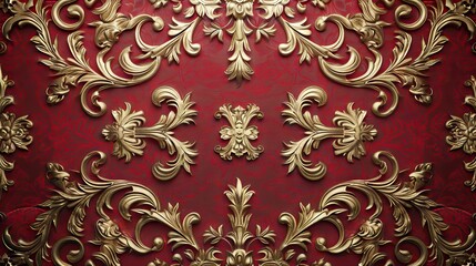 The gold stucco design of native thai style on the Wall. AI generated illustration