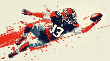Vector art of a football player in action, dodging an opponent, dynamic pose