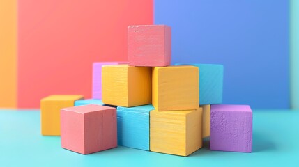Obraz premium Colorful building blocks isolated on colorful background