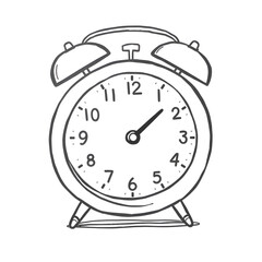 Alarm clock cartoon style icon illustration on white background