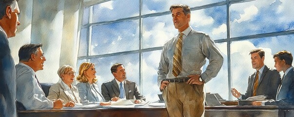 Business meeting with a leader addressing the team in a boardroom