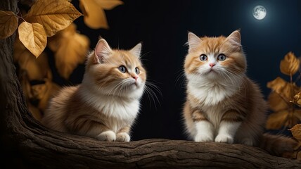 中秋の名月と猫