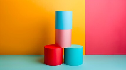 Colorful cylinder concept isolated on colorful background