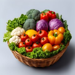 vegetales dentro de una canasta dorada