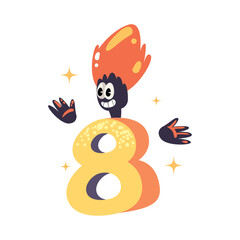 birthday candle number eight happy