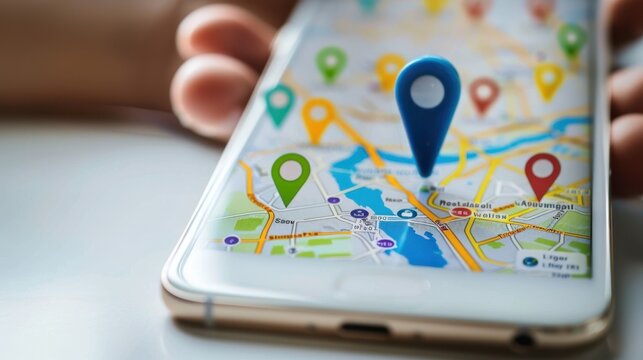 The smartphone with GPS map