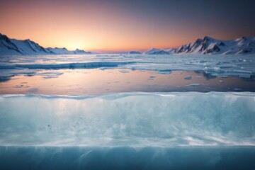 Obraz premium Empty ice table photo for product with a north pole background, intricate, autentic background