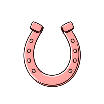 recommend clip art: Horseshoe cartoon style icon illustration on white background. Generative AI