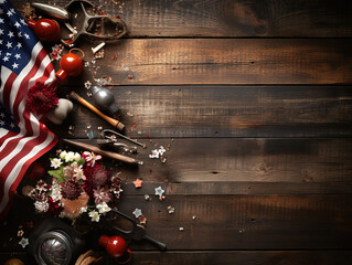 Naklejka premium AttractiveFireworks and decor for independence day