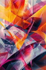 Obraz premium 3D abstract background, complex geometric shapes, bright and vibrant colors, layered and detailed, futuristic look