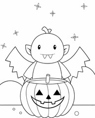 Halloween celebration coloring page illustration