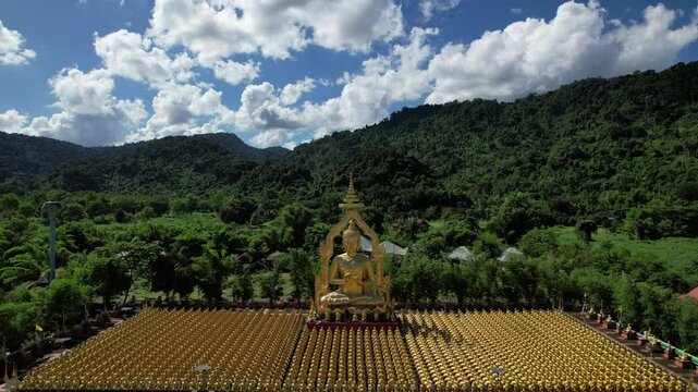 Aerial View Phuttha Utthayan Makha Bucha Anusorn in Nakhon Nayok, Thailand.