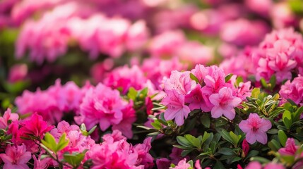 Fototapeta premium Pink Azalea Blooms in a Garden
