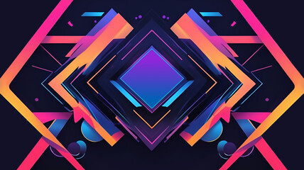 Abstract 2d art futuristic geometry shape vibrant neon background