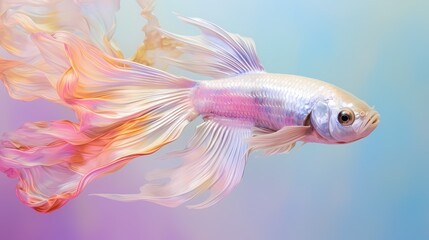 Fototapeta premium A stunning piece of art featuring a graceful aquatic fish with vibrant, flowing fins.
