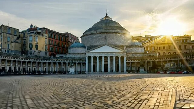 Piazza del plebiscito in Naples, Italy
