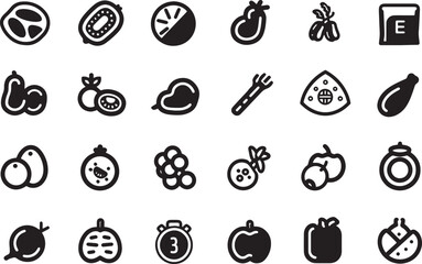  A simple vector icon set featuring a balanced nutrition, micronutrients, diet tracking, and nutrition facts