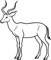 Original name(s): Antelope outline illustration art, smooth line art like silhouette on white background.
