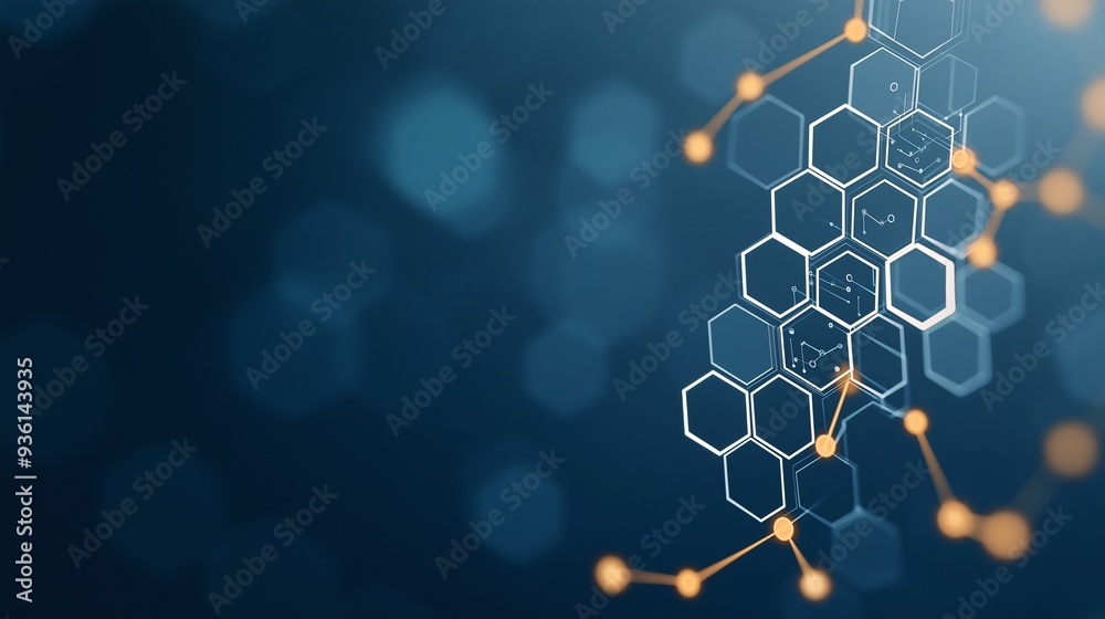 Poster abstract hexagon network: a minimalist digital art design with intricate hexagonal patterns connecte