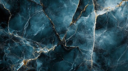 A close-up view of a teal marble surface with gold veins.