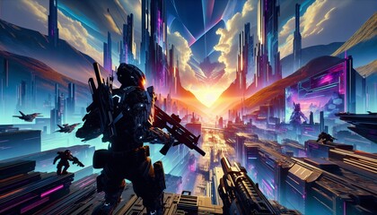 first person shooter game scene