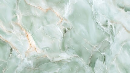 Fototapeta premium A close-up of a green and white marble surface with veins of gold. The marble has a smooth, polished texture and a swirling, abstract pattern.