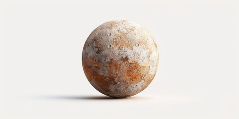 Fototapeta premium 3D single icon of a planet with a cratered surface, representing cosmic exploration, isolated on a white background