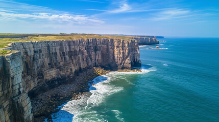Magnificent cliffs next to the ocean, huge waves, perfect travel wallpaper