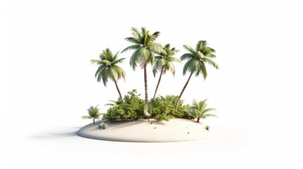 Obraz premium 3D single icon of a tropical coastline with palm trees, representing relaxation and leisure, isolated on a white background