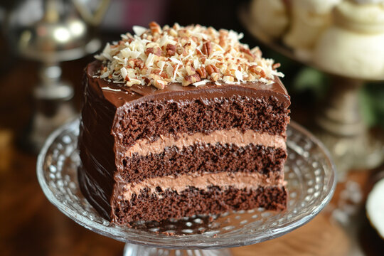 chocolate cake with cream and chocolate