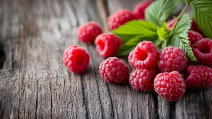 Fresh Raspberries on Rustic Wood