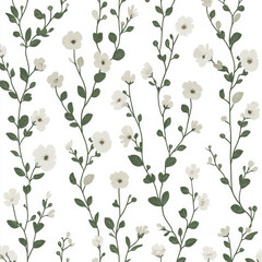 Seamless, Floral pattern, Hand-drawn flowers, Pastel colors, Minimalist design, Cute flowers, Soft colors, Simple drawing, White background, Negative space, Decorative design, Vector pattern