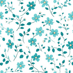 Obraz premium Seamless, Floral pattern, Hand-drawn flowers, Pastel colors, Minimalist design, Cute flowers, Soft colors, Simple drawing, White background, Negative space, Decorative design, Vector pattern