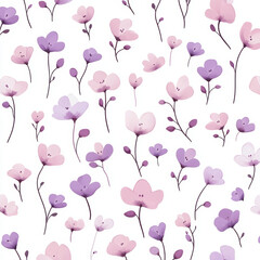 Obraz premium Seamless, Floral pattern, Hand-drawn flowers, Pastel colors, Minimalist design, Cute flowers, Soft colors, Simple drawing, White background, Negative space, Decorative design, Vector pattern