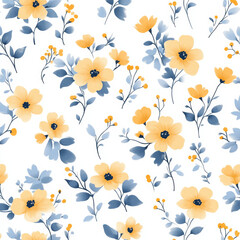 Fototapeta premium Seamless, Floral pattern, Hand-drawn flowers, Pastel colors, Minimalist design, Cute flowers, Soft colors, Simple drawing, White background, Negative space, Decorative design, Vector pattern