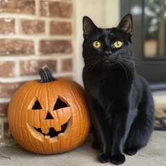 Black Cat and Pumpkin