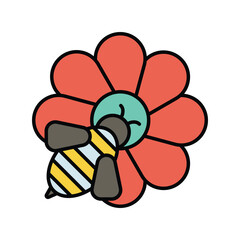 bee lineal color icon vector stock illustration