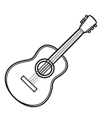 Guitar vector silhouette black illustration.