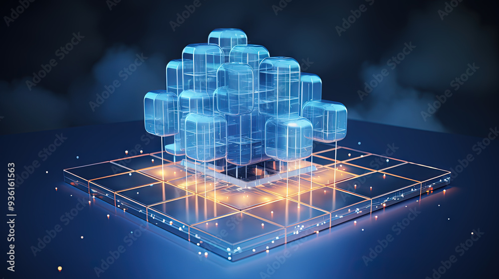Aufkleber Data cloud structure concept with digital technology cloud sign for online backup and network compute power service.