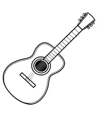 Guitar vector silhouette black illustration.