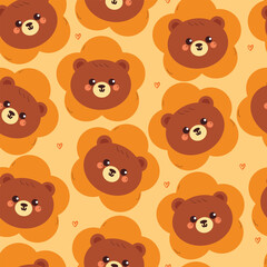 seamless pattern cartoon bear with floral. cute wallpaper for fabric print, gift wrap paper