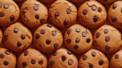 A close up of a large pile of chocolate chip cookies, AI