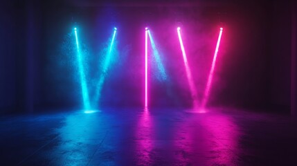 Colorful smoke effects accompany a vibrant light show in a dark atmosphere at night