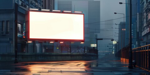 Blank Billboard in Urban Cityscape