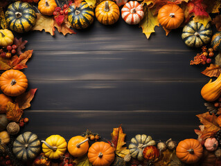 Fantastic Watercolor dark halloween sign with carved pumpkins and orange berries