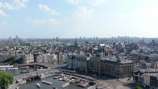 Amsterdam Netherlands scenic aerial footage 