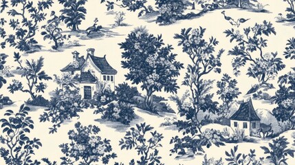 The blue and white chinoiserie print